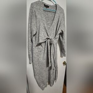 Eloquii Gray Knot-Front Sweater Dress